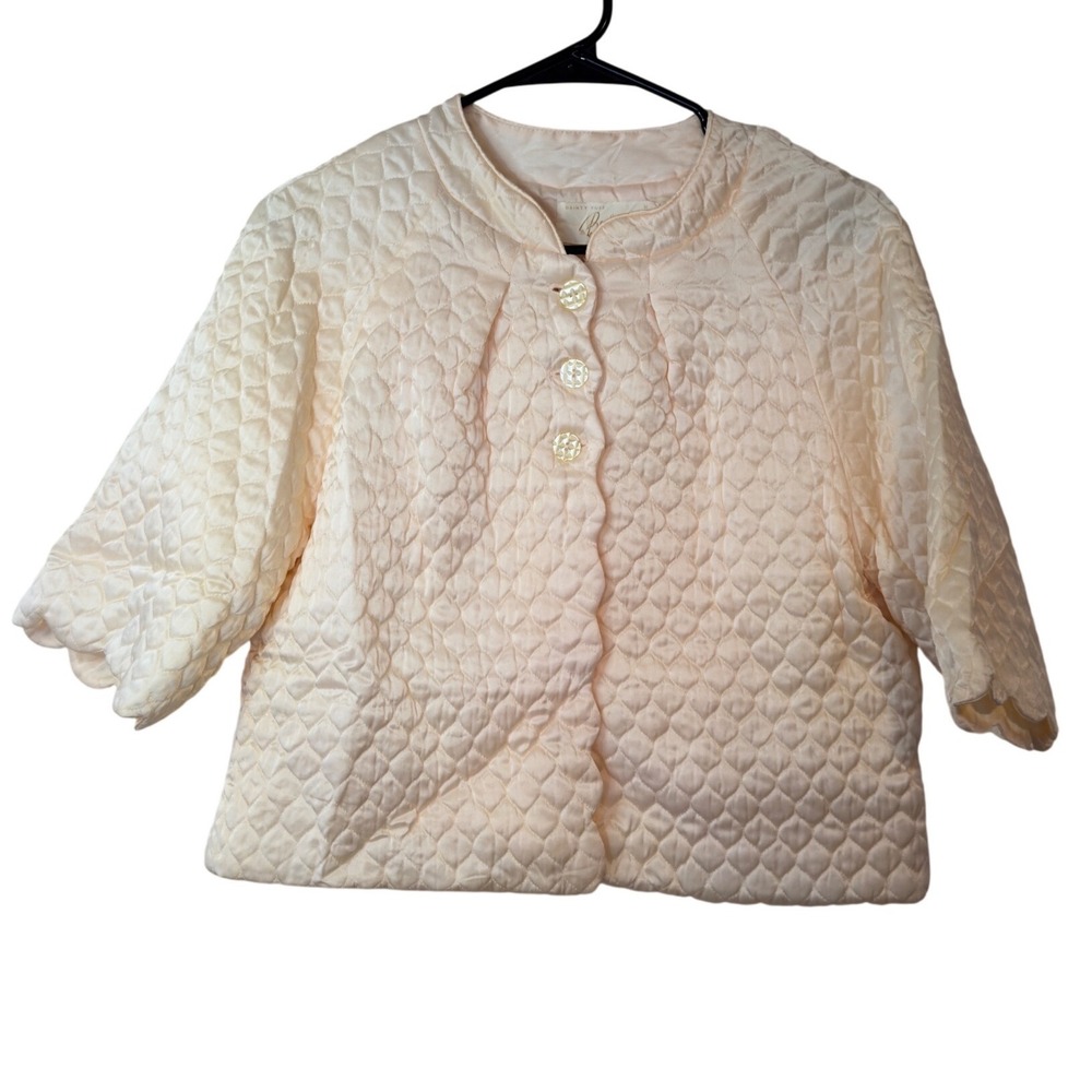Barbizon Vintage Pink Quilted Bed Jacket Size M Dainty Puff Seraphim Satin Quilt